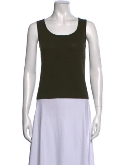 Pre-owned St John Wool Scoop Neck Top In Black