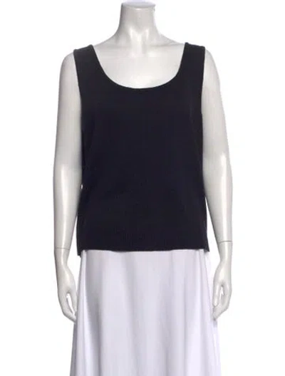Pre-owned St John Wool Scoop Neck Top In Black