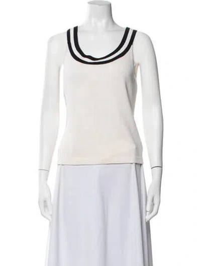 Pre-owned St John Wool Scoop Neck Top In Black/neutrals