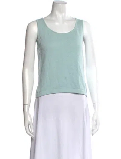 Pre-owned St John Wool Scoop Neck Top In Blue