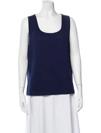 Pre-owned St John Wool Scoop Neck Top In Blue