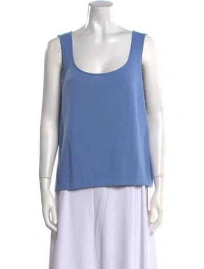 Pre-owned St John Wool Scoop Neck Top In Blue