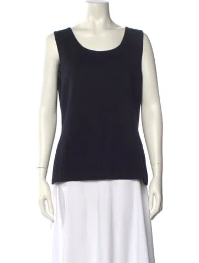 Pre-owned St John Wool Scoop Neck Top In Blue