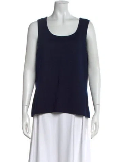 Pre-owned St John Wool Scoop Neck Top In Blue