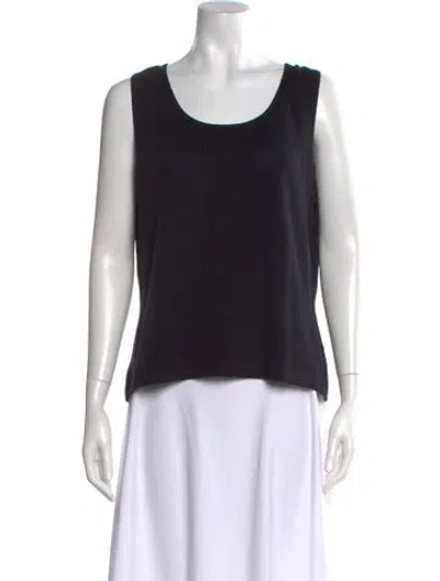 Pre-owned St John Wool Scoop Neck Top In Blue