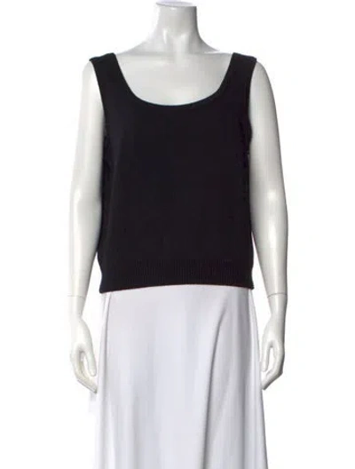Pre-owned St John Wool Scoop Neck Top In Blue