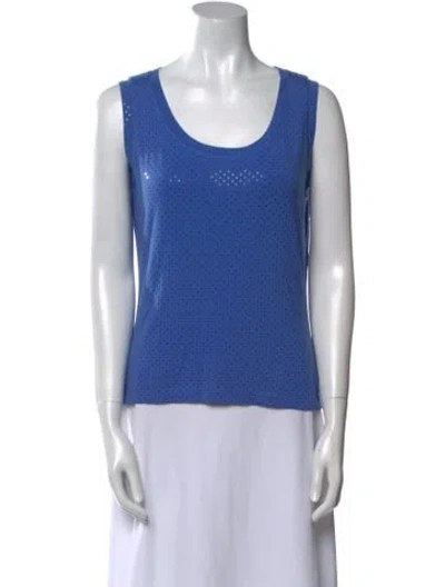 Pre-owned St John Wool Scoop Neck Top In Blue