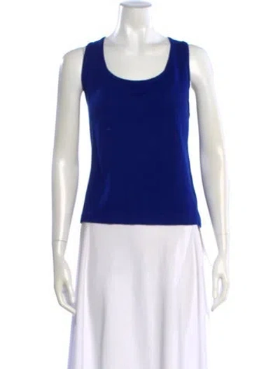 Pre-owned St John Wool Scoop Neck Top In Blue