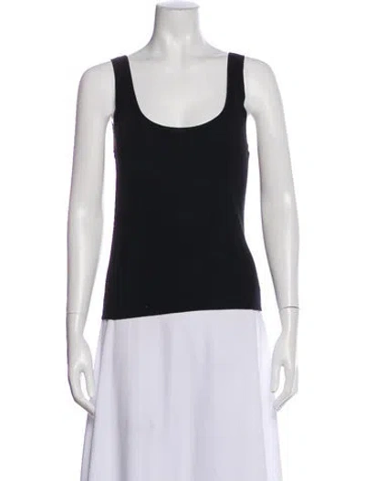 Pre-owned St John Wool Scoop Neck Top In Blue