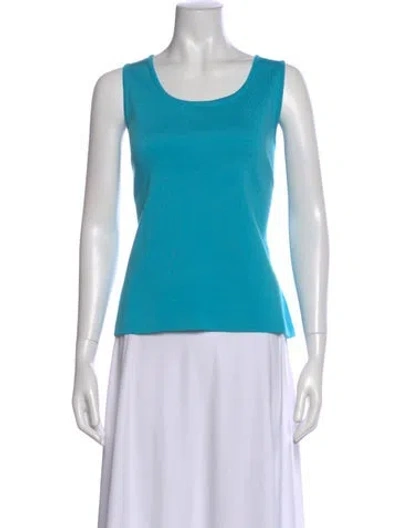 Pre-owned St John Wool Scoop Neck Top In Blue
