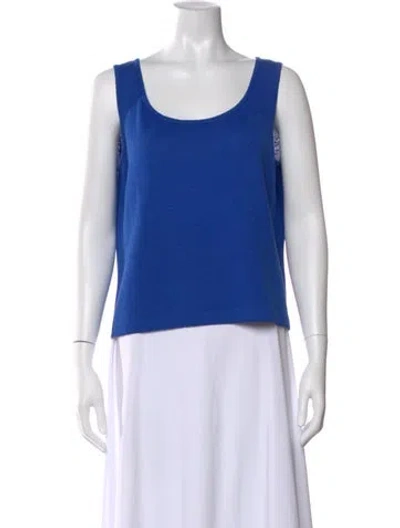 Pre-owned St John Wool Scoop Neck Top In Blue