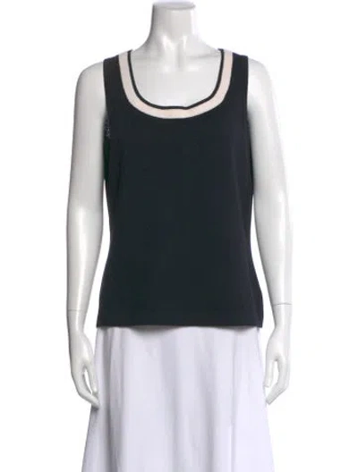 Pre-owned St John Wool Scoop Neck Top In Blue