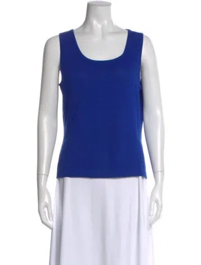 Pre-owned St John Wool Scoop Neck Top In Blue