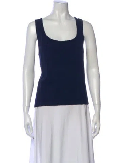 Pre-owned St John Wool Scoop Neck Top In Blue