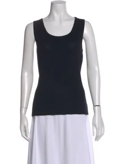 Pre-owned St John Wool Scoop Neck Top In Blue