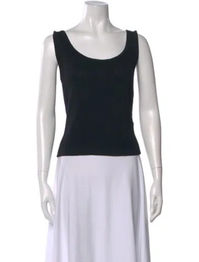 Pre-owned St John Wool Scoop Neck Top In Blue