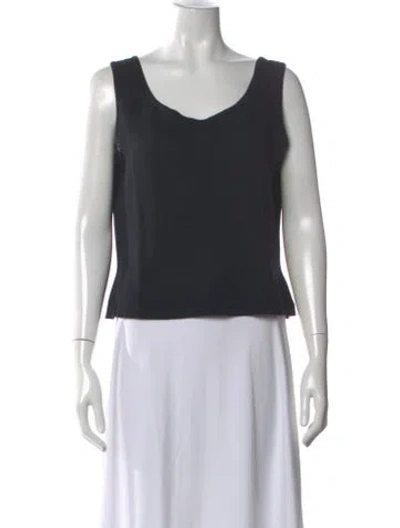 Pre-owned St John Wool Scoop Neck Top In Blue