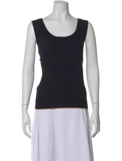 Pre-owned St John Wool Scoop Neck Top In Blue