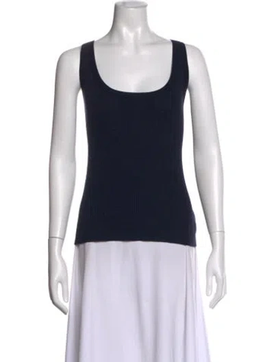 Pre-owned St John Wool Scoop Neck Top In Blue
