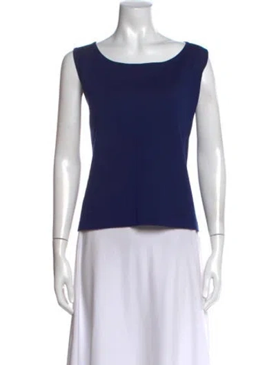 Pre-owned St John Wool Scoop Neck Top In Blue