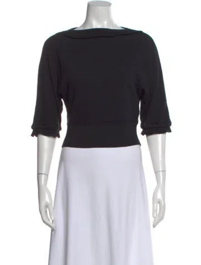 Pre-owned St John Wool Scoop Neck Top In Blue