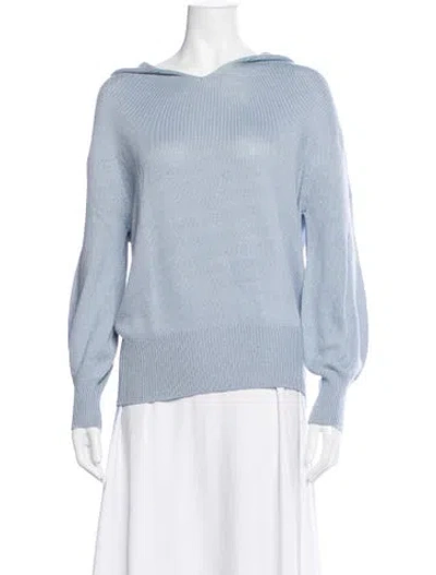 Pre-owned St John Wool Scoop Neck Top In Blue