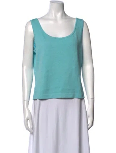 Pre-owned St John Wool Scoop Neck Top In Blue