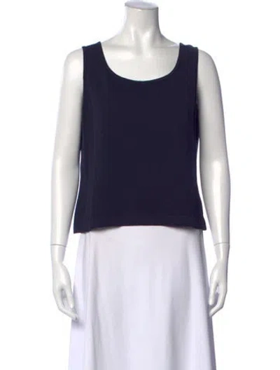 Pre-owned St John Wool Scoop Neck Top In Blue