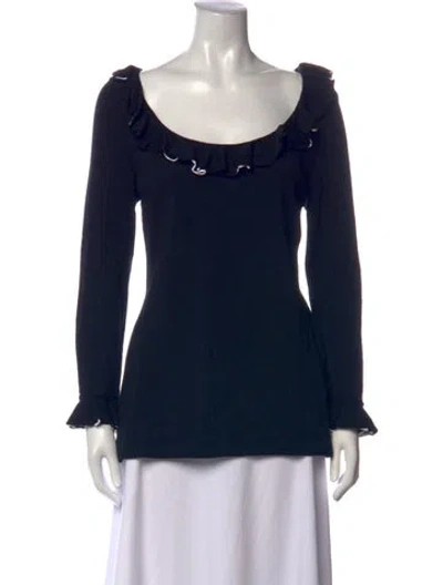 Pre-owned St John Wool Scoop Neck Top In Blue