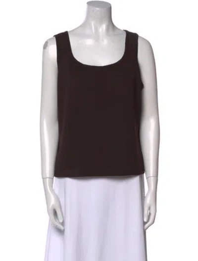 Pre-owned St John Wool Scoop Neck Top In Brown