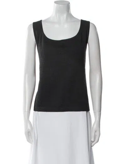 Pre-owned St John Wool Scoop Neck Top In Brown