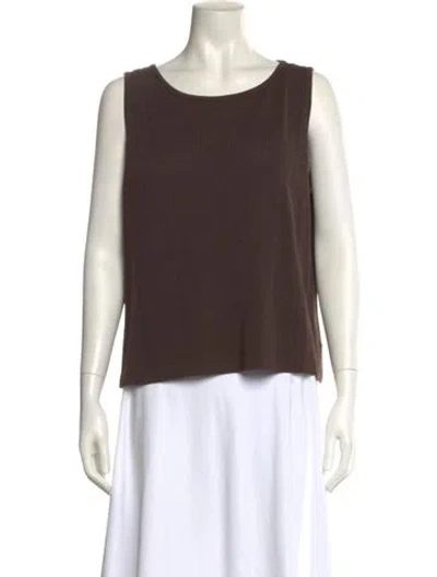 Pre-owned St John Wool Scoop Neck Top In Brown