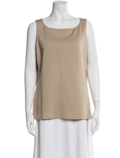 Pre-owned St John Wool Scoop Neck Top In Brown