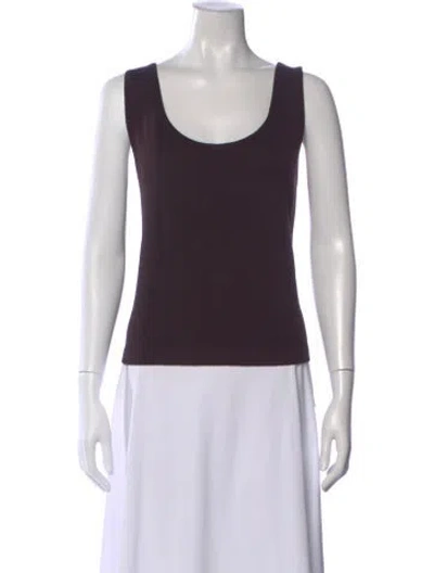 Pre-owned St John Wool Scoop Neck Top In Brown