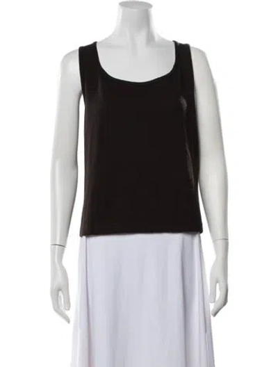 Pre-owned St John Wool Scoop Neck Top In Brown