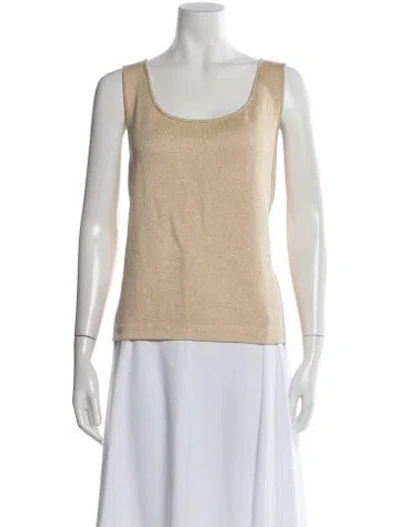 Pre-owned St John Wool Scoop Neck Top In Gold