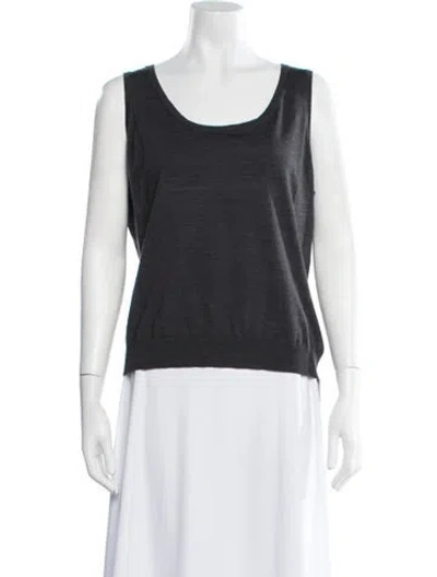 Pre-owned St John Wool Scoop Neck Top In Gray