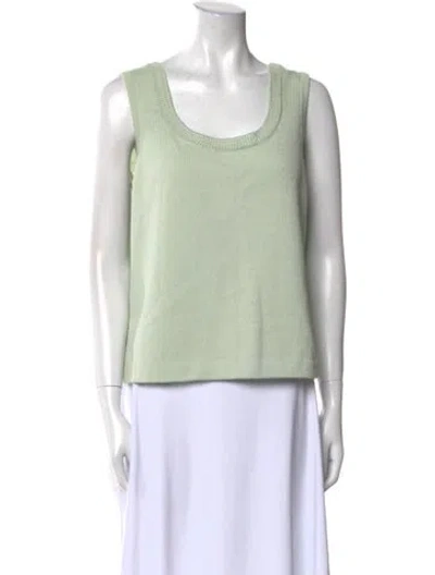 Pre-owned St John Wool Scoop Neck Top In Green