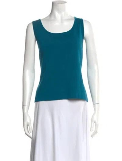 Pre-owned St John Wool Scoop Neck Top In Green