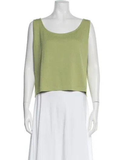Pre-owned St John Wool Scoop Neck Top In Green