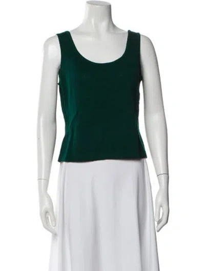 Pre-owned St John Wool Scoop Neck Top In Green