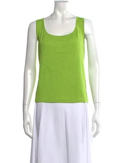 Pre-owned St John Wool Scoop Neck Top In Green