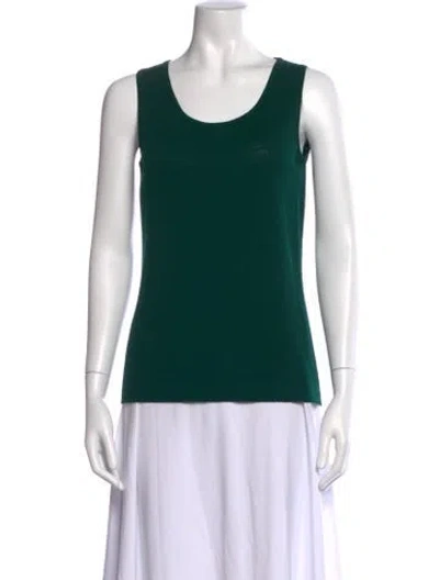 Pre-owned St John Wool Scoop Neck Top In Green