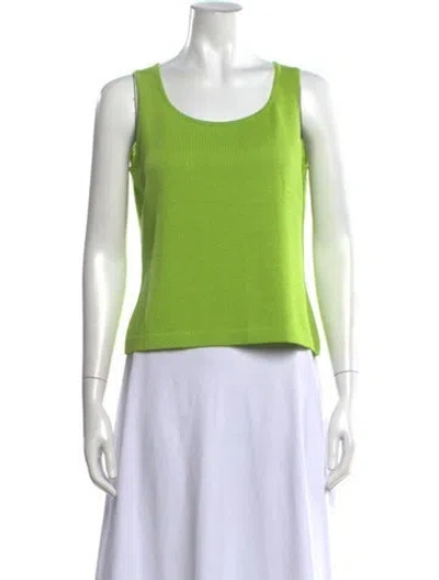 Pre-owned St John Wool Scoop Neck Top In Green