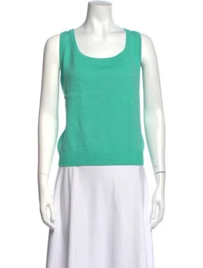 Pre-owned St John Wool Scoop Neck Top In Green