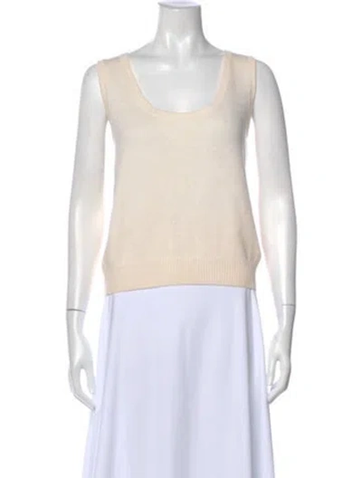 Pre-owned St John Wool Scoop Neck Top In Neutral