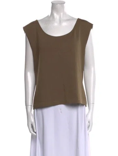Pre-owned St John Wool Scoop Neck Top In Neutral