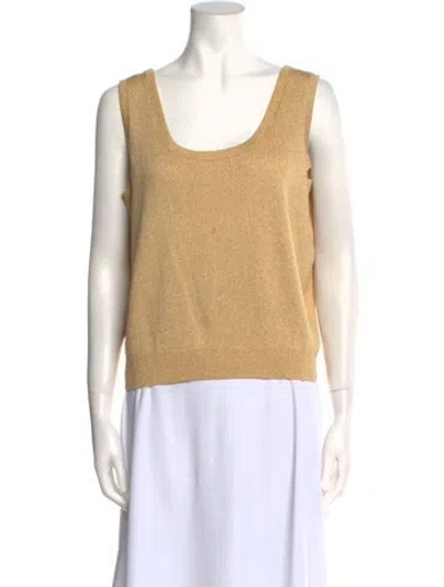 Pre-owned St John Wool Scoop Neck Top In Neutral