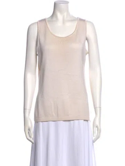 Pre-owned St John Wool Scoop Neck Top In Neutral