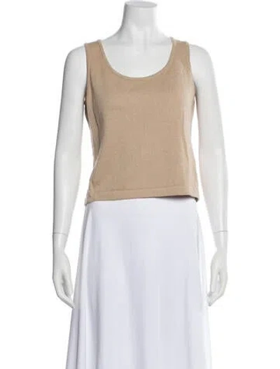 Pre-owned St John Wool Scoop Neck Top In Neutral